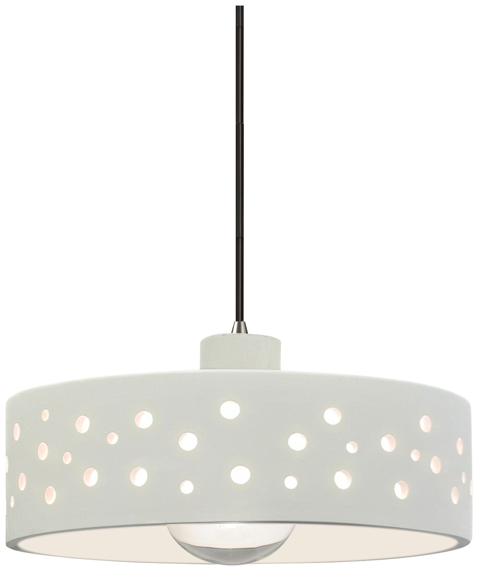 Perforated Dish 12" Wide Matte White Pendant With Nickel Black Cord