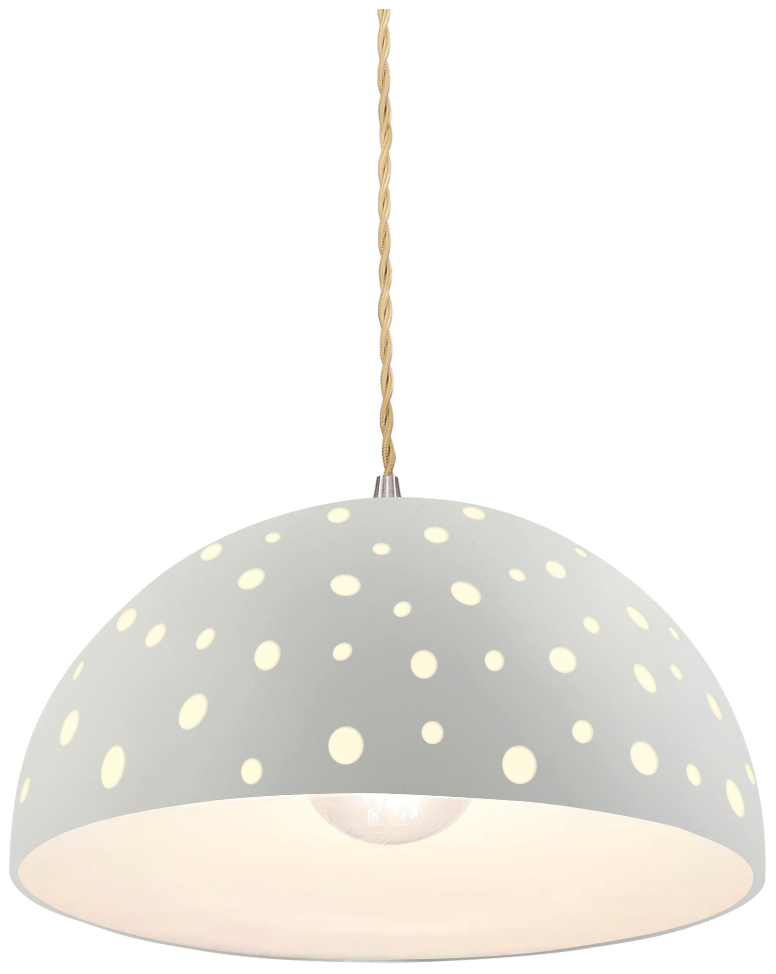 Image 2 Perforated Dome 12.5" Wide Bisque Pendant With Beige Twist Cord more views