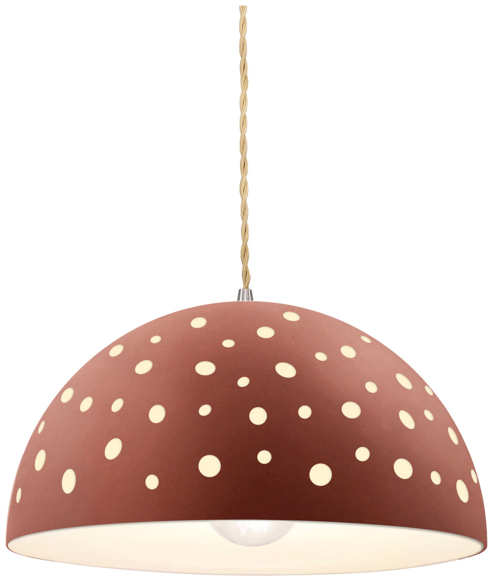 Perforated Dome 12.5" Wide Canyon Clay Pendant With Beige Twist Cord