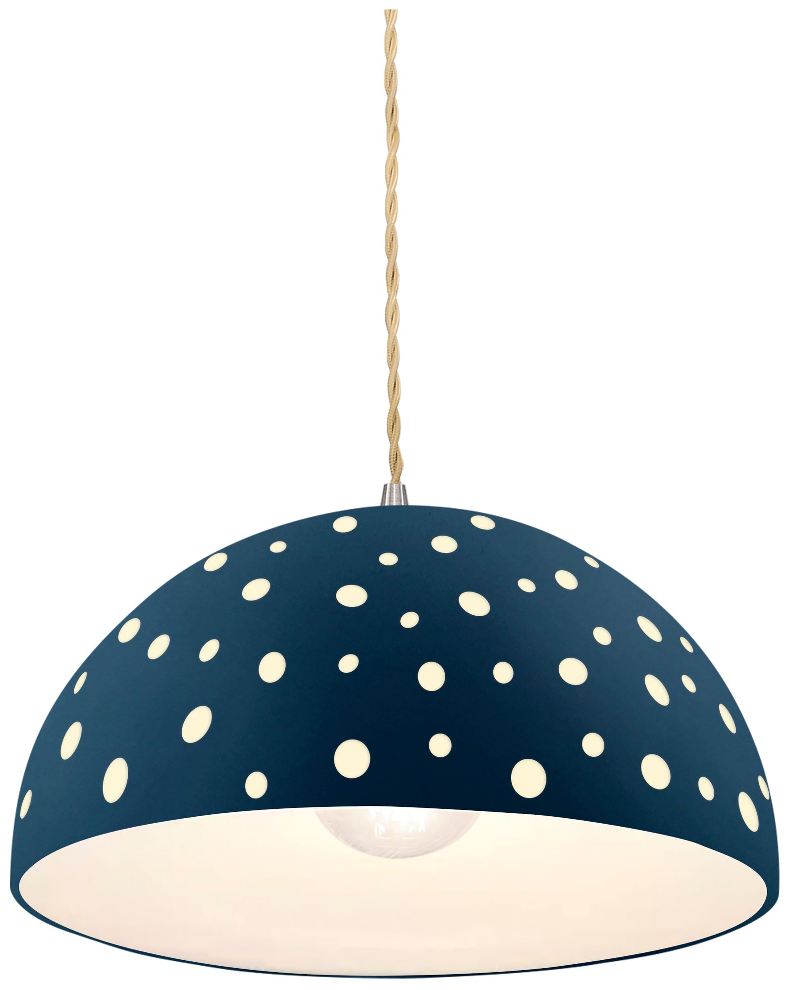 Image 2 Perforated Dome 12.5" Wide Midnight Sky LED Pendant With Beige Twist Cord more views