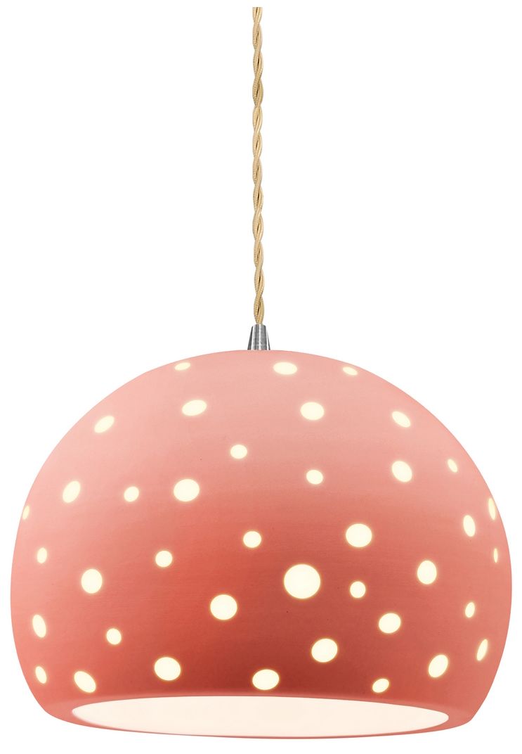 Perforated Globe 10"W Gloss Blush, Brushed Nickel LED Pendant