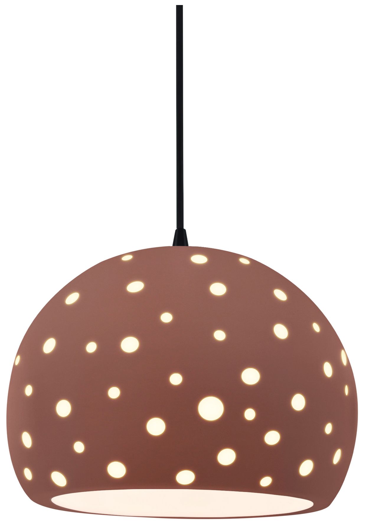 Perforated Globe 10" Wide Canyon Clay LED Pendant With Black Cord