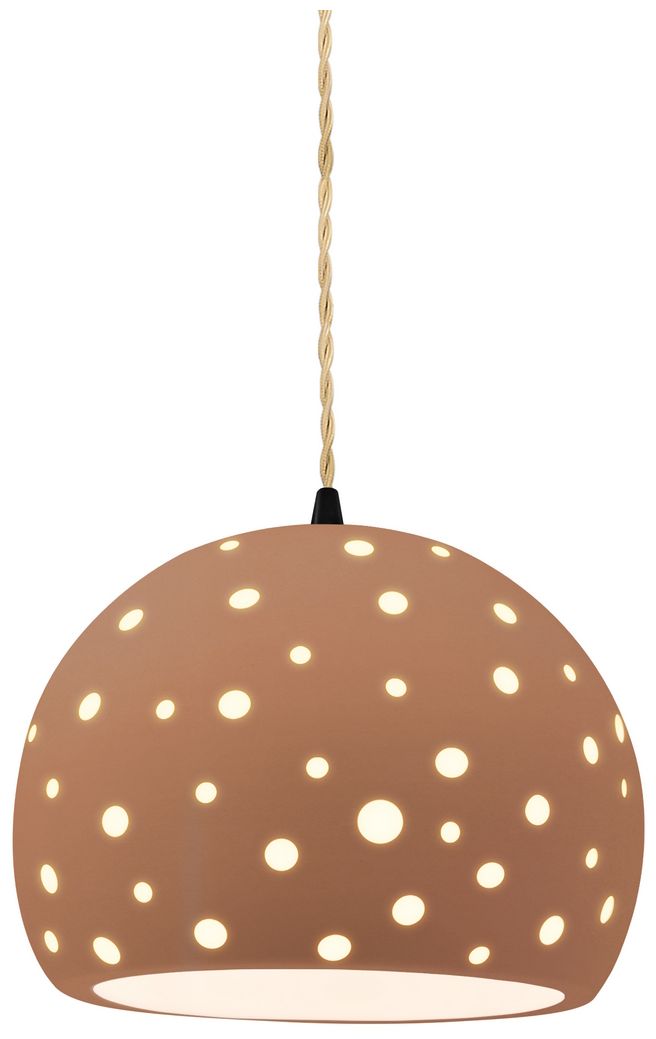 Perforated Globe 7"W Adobe, Matte Black LED Pendant - Rigid Stem