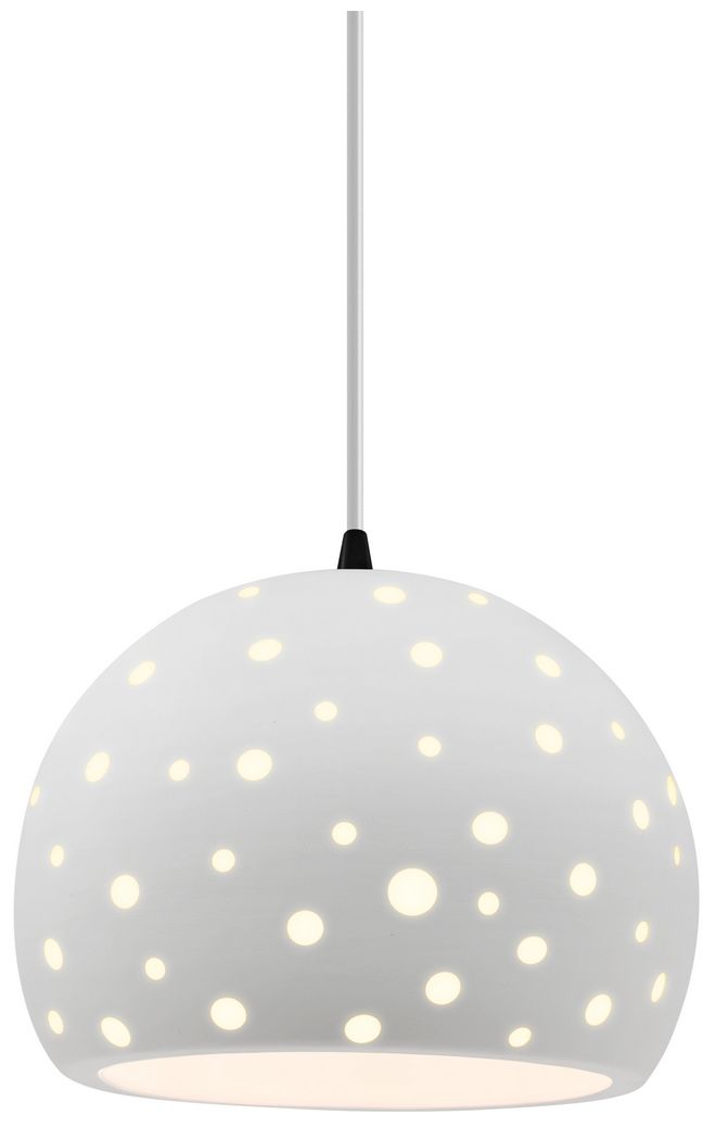 Perforated Globe 7"W Bisque, Brushed Nickel Pendant - Beige Twist Cord