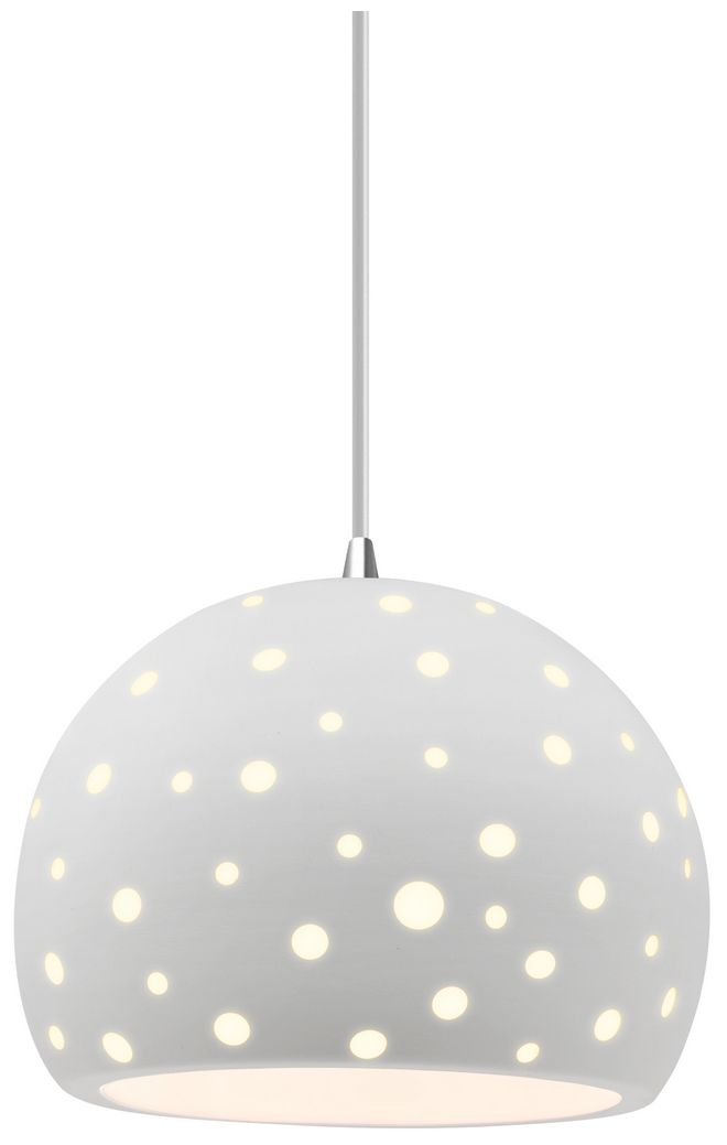 Perforated Globe 7"W Bisque, Dark Bronze Pendant - Rigid Stem