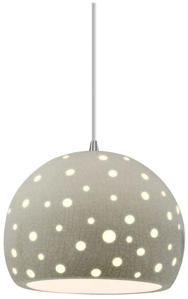 Perforated Globe 7"W Canyon Clay, Antique Brass Pendant - Beige Twist Cord