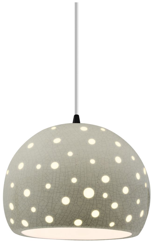 Perforated Globe 7"W Celadon Crackle, Nickel LED Pendant Beige
