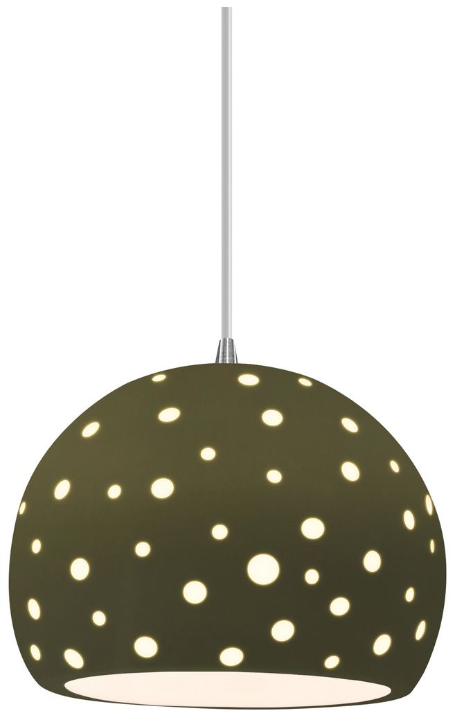 Perforated Globe 7"W Midnight Sky, Antique Brass Pendant Beige