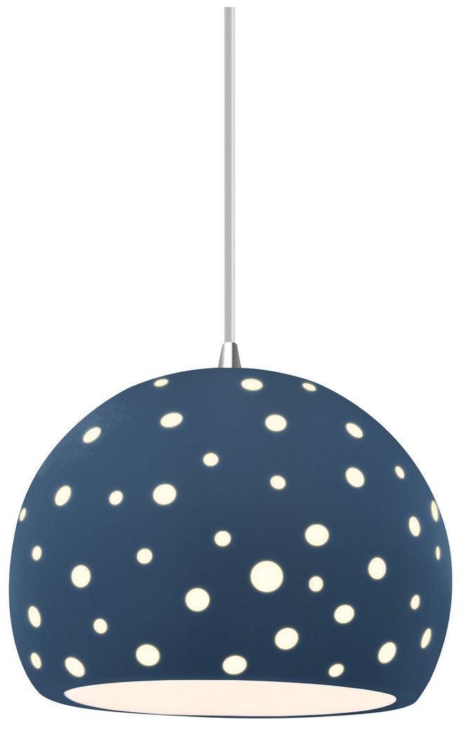 Perforated Globe 7"W Midnight Sky, Dark Bronze LED Pendant - Rigid Stem