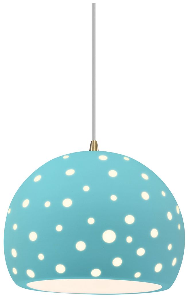 Perforated Globe 7"W Reflecting Pool, Chrome LED Pendant - Rigid Stem