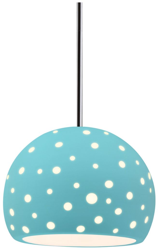 Perforated Globe 7"W Reflecting Pool, Chrome LED Pendant - White Cord