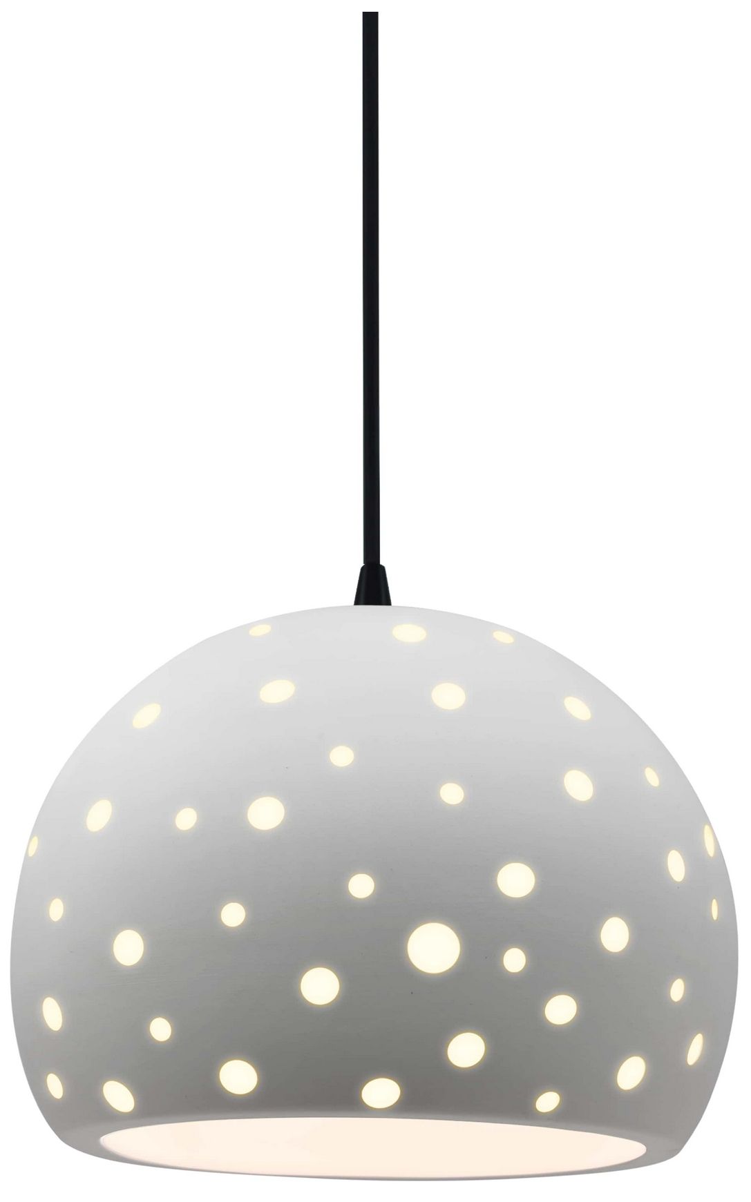 Perforated Globe 7" Wide Bisque LED Pendant With Black Cord