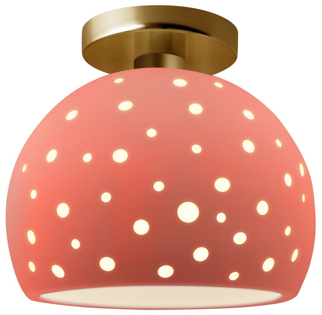 Perforated Globe 7" Wide Gloss Blush Bru