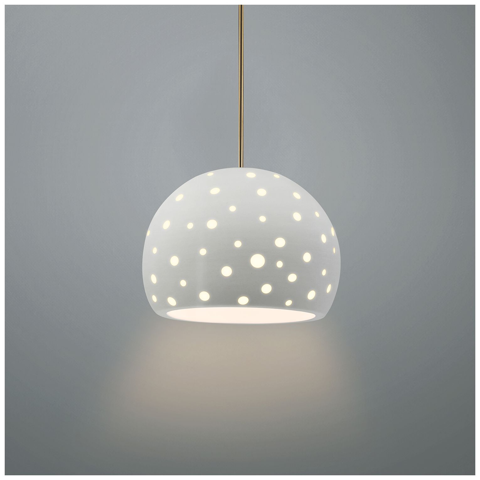 Image 2 Perforated Globe 7" Wide Matte White Pendant With Rigid Stem more views