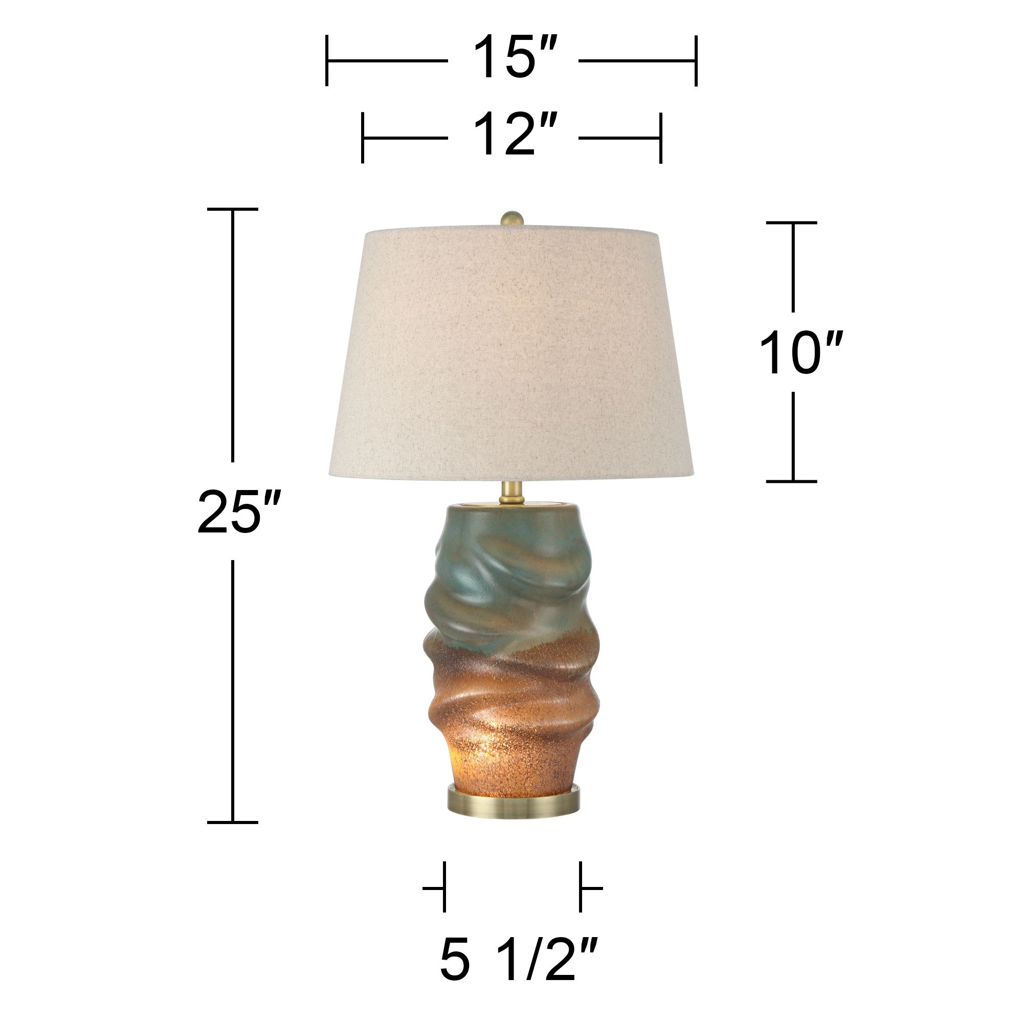 Pergamon 25" Blue Gold Glass Night Light Lamp Set of 2