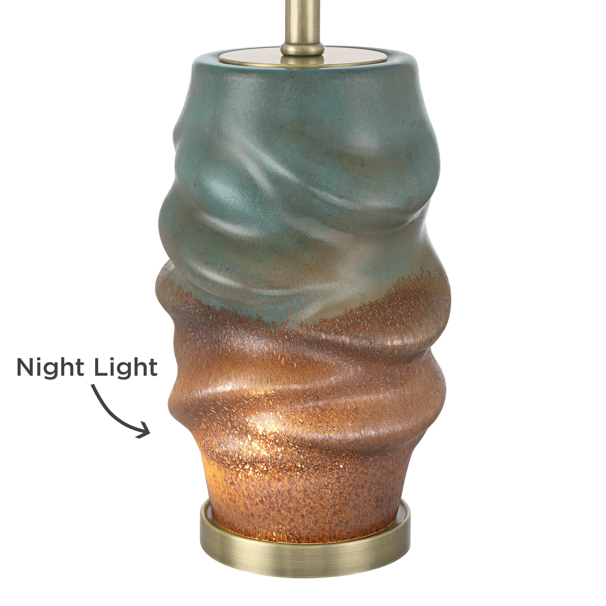 Image 6 Pergamon 25" Blue Gold Glass Night Light Lamp Set of 2 more views