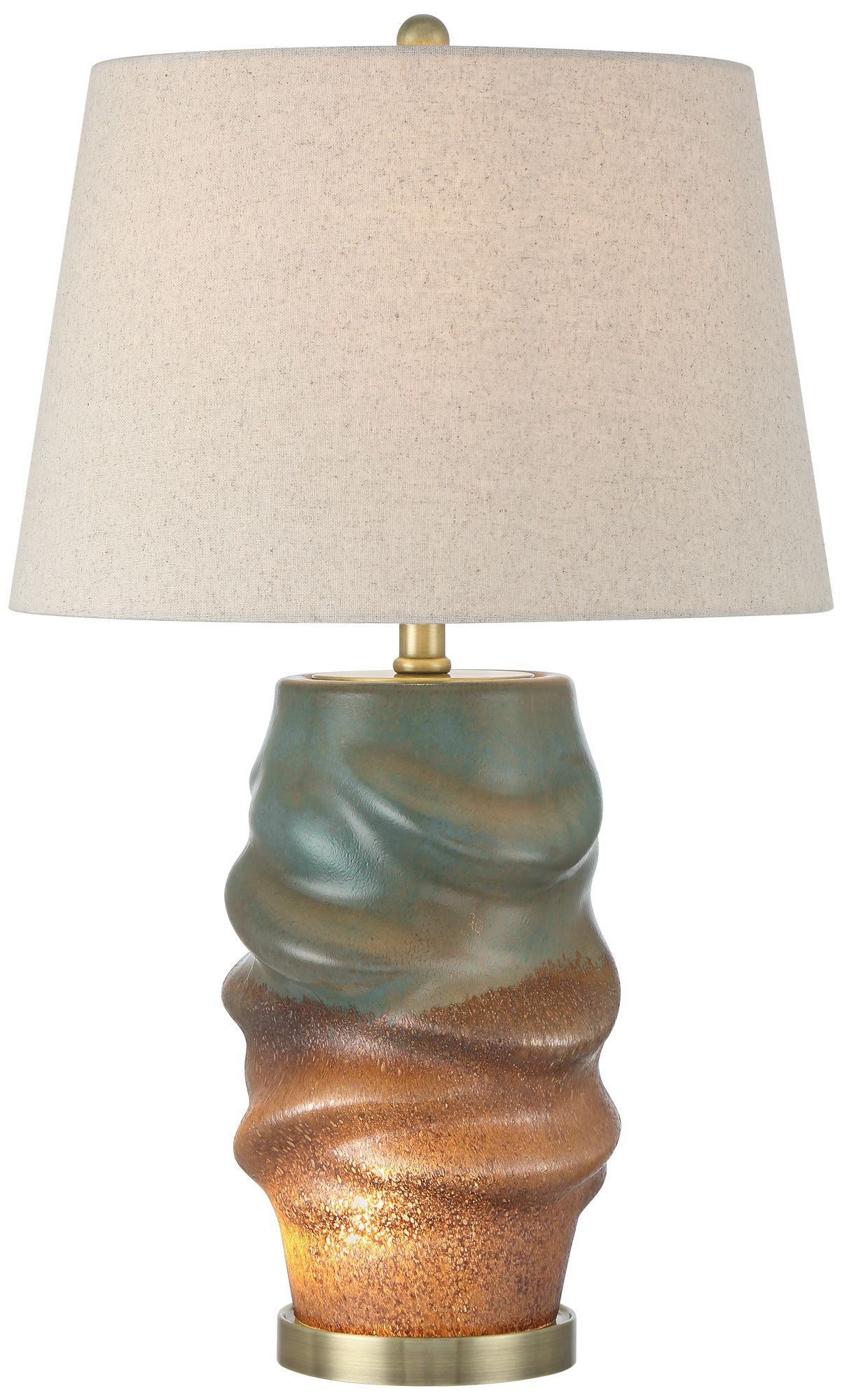 Image 2 Pergamon 25" Blue Gold Glass Night Light Lamp