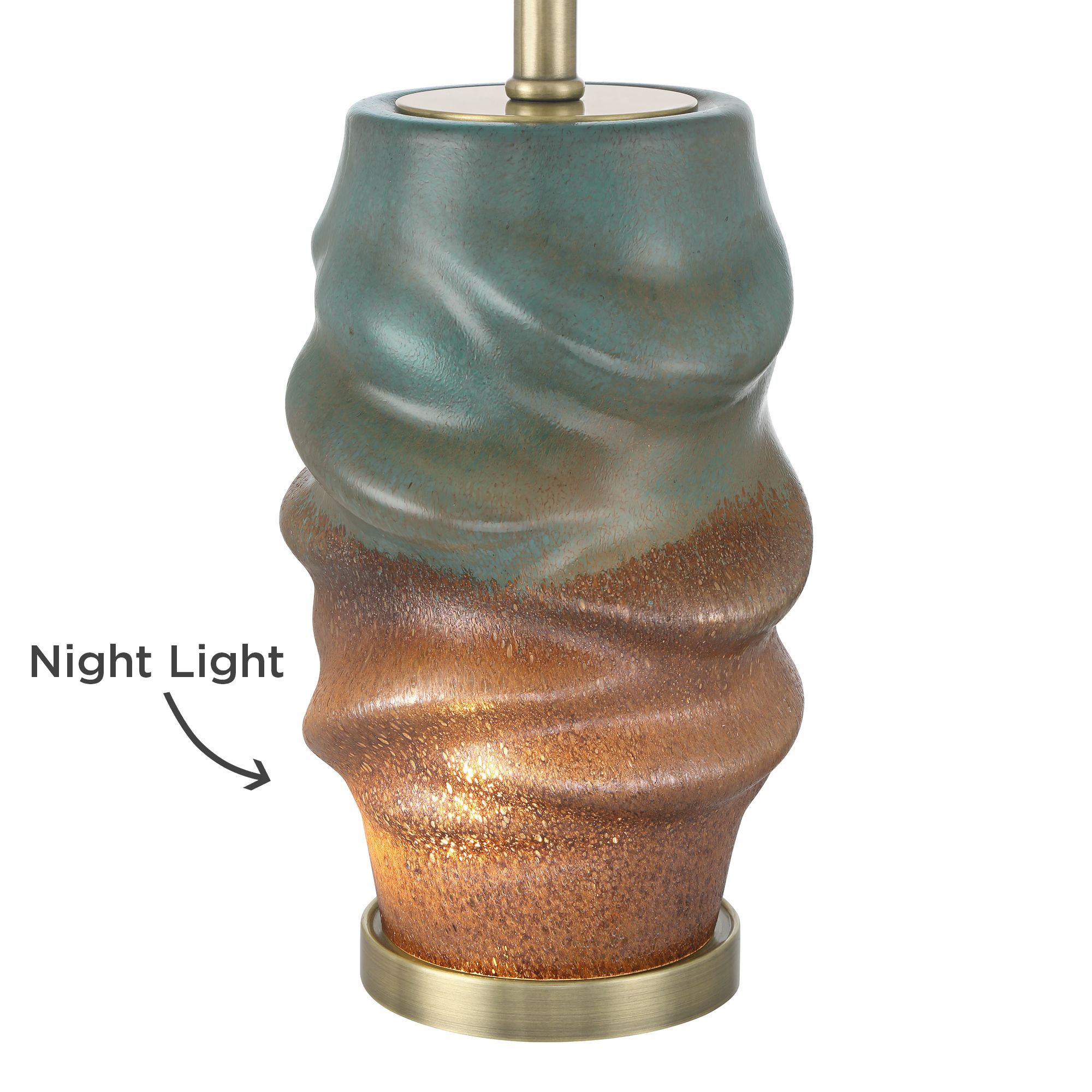 Image 6 Pergamon 25" Blue Gold Glass Night Light Lamp more views