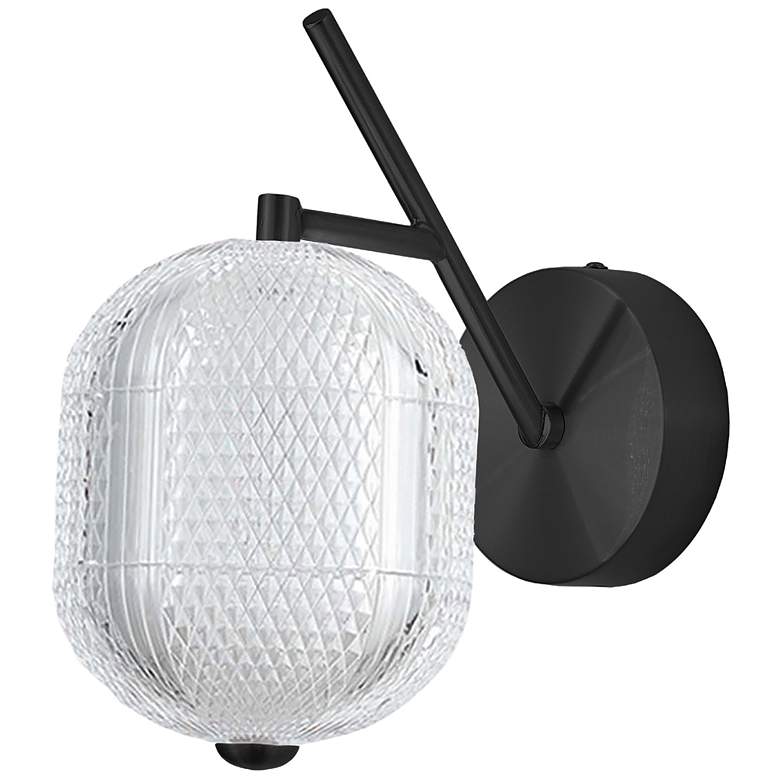 Image 1 Peri 10.75" High Matte Black Finish Wall Sconce w/ Clear Shade