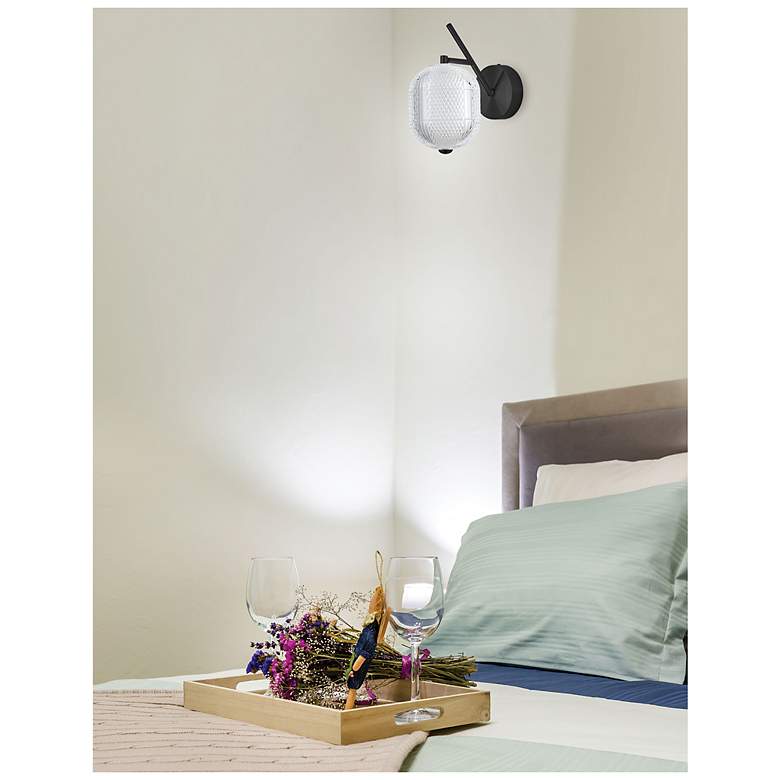 Image 2 Peri 10.75" High Matte Black Finish Wall Sconce w/ Clear Shade more views