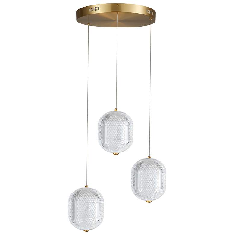Image 1 Peri 12" Wide 3 Light Aged Brass LED Multi Pendant