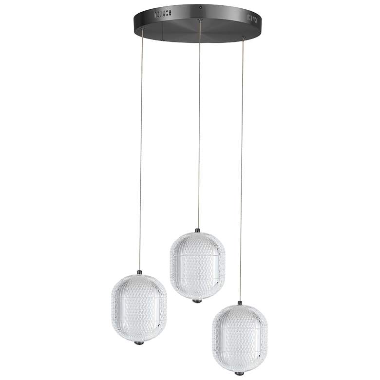 Image 1 Peri 12" Wide 3 Light Matte Black LED Multi Pendant