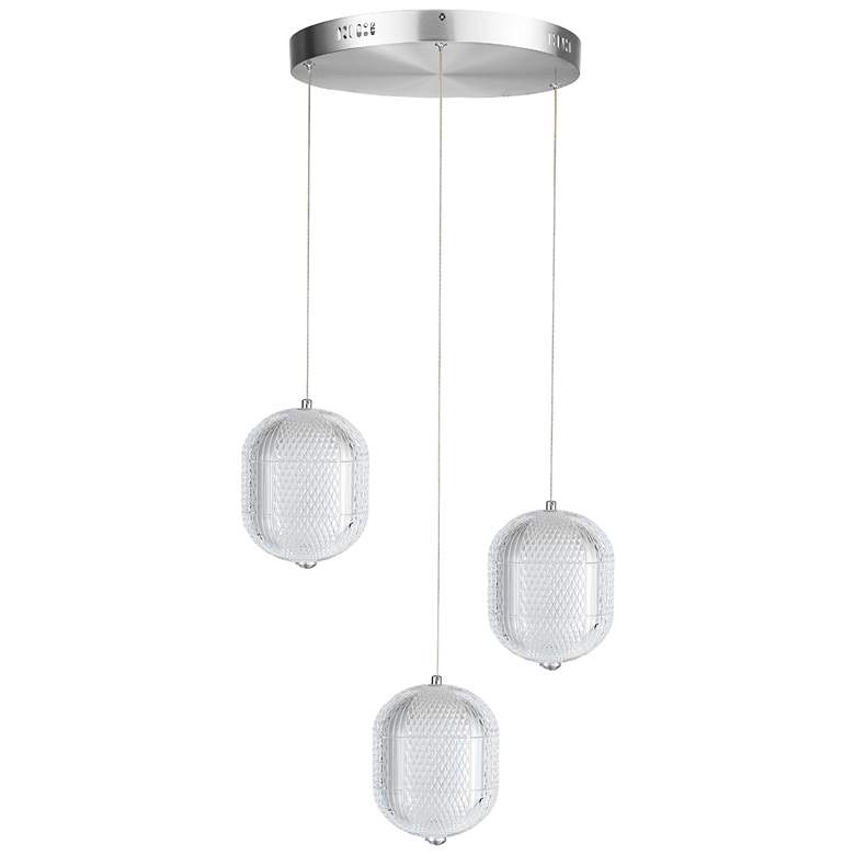 Image 1 Peri 15" Wide 3 Light Polished Chrome LED Multi Pendant
