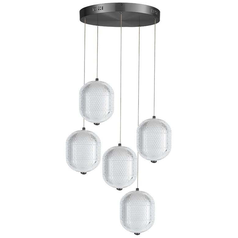 Image 1 Peri 15" Wide 5 Light Matte Black LED Multi Pendant