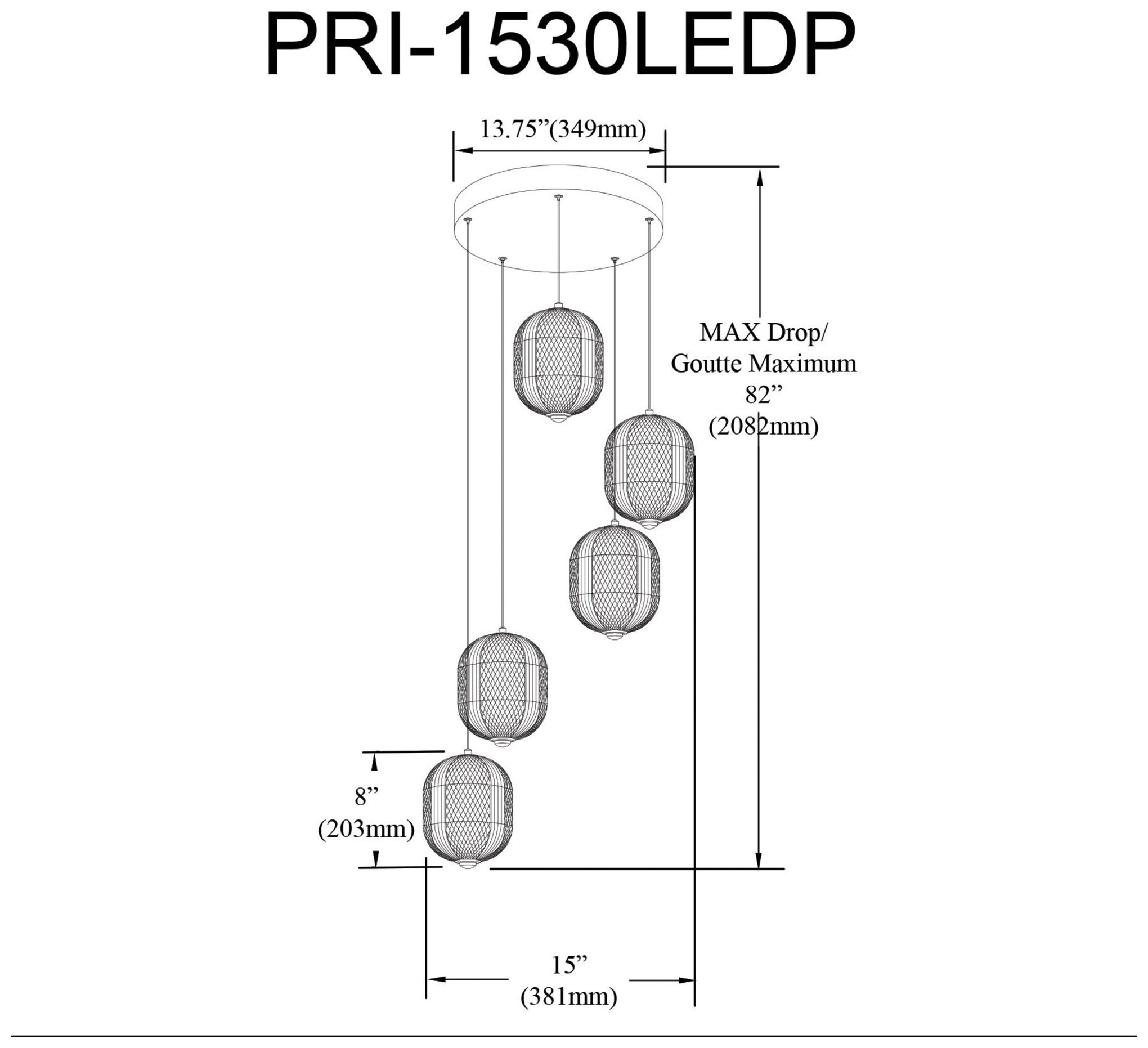 Thumbnail4 of Peri 15" Wide 5 Light Matte Black LED Multi Pendant more views