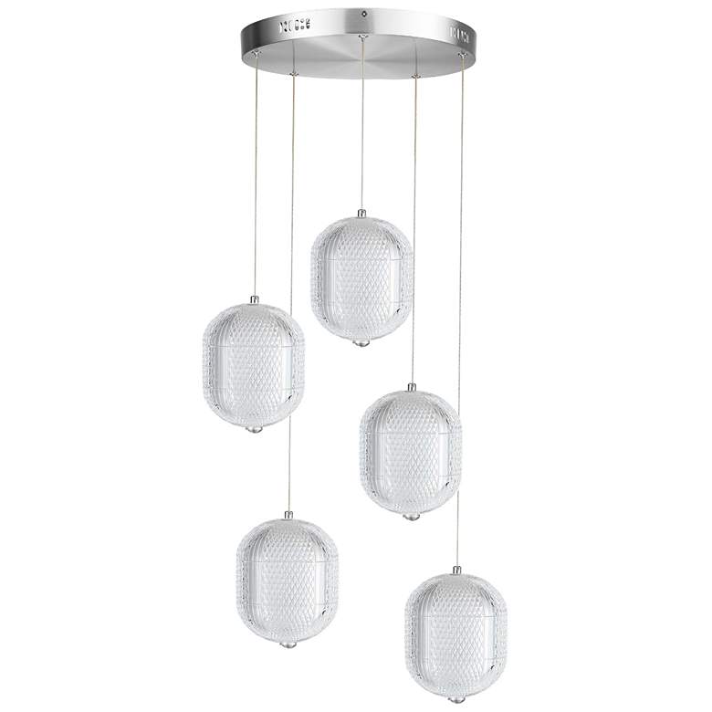 Image 1 Peri 15" Wide 5 Light Polished Chrome LED Multi Pendant