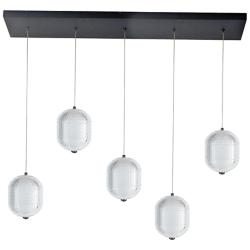 Peri 32" Wide 5 Light Matte Black LED Linear Pendant