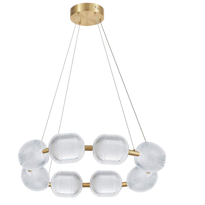 Image 1 Peri 32" Wide 8 Light Aged Brass LED Chandelier