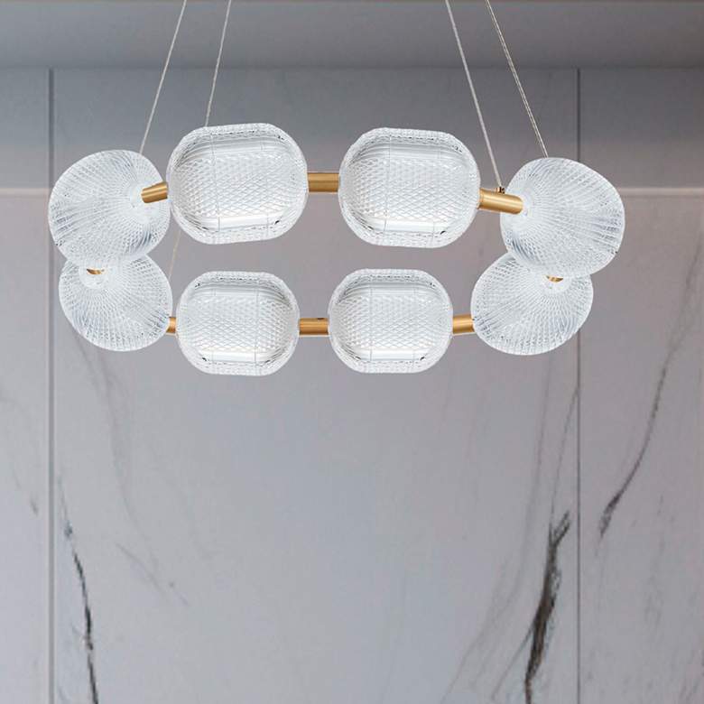 Image 1 Peri 32" Wide 8 Light Aged Brass LED Chandelier
