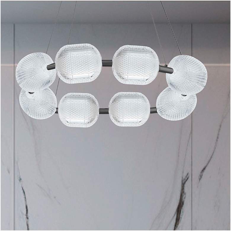 Image 1 Peri 32" Wide 8 Light Matte Black LED Chandelier