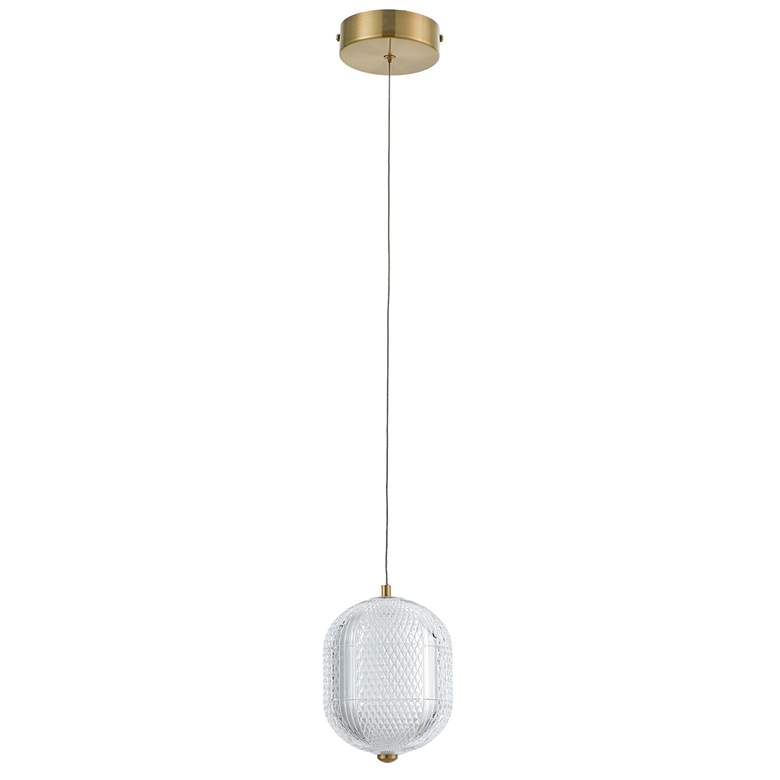 Image 1 Peri 6" Wide Aged Brass 7.5W Pendant With Clear Acrylic Diffuser
