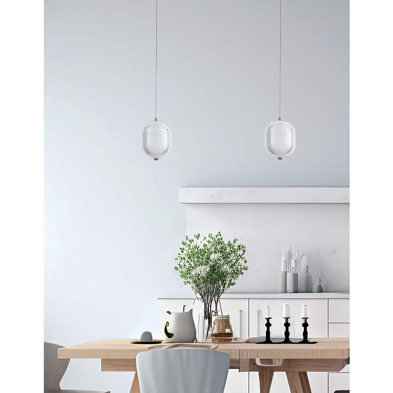 Image 2 Peri 6" Wide Aged Brass 7.5W Pendant With Clear Acrylic Diffuser more views