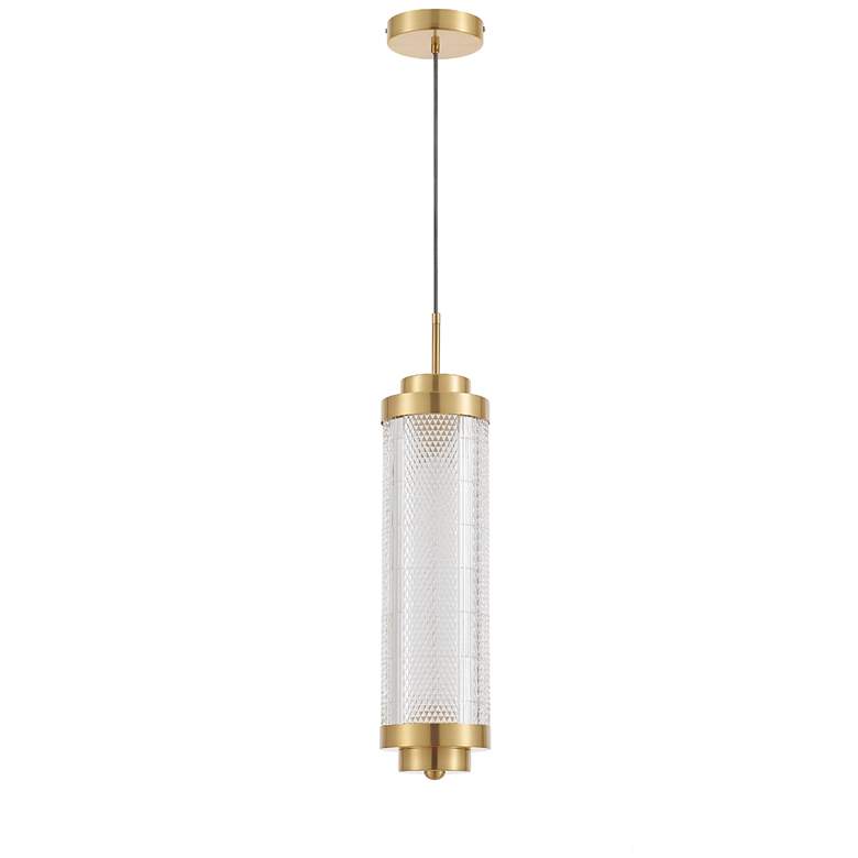 Image 1 Peri 6" Wide Aged Brass Finish Pendant w/ Clear Shade