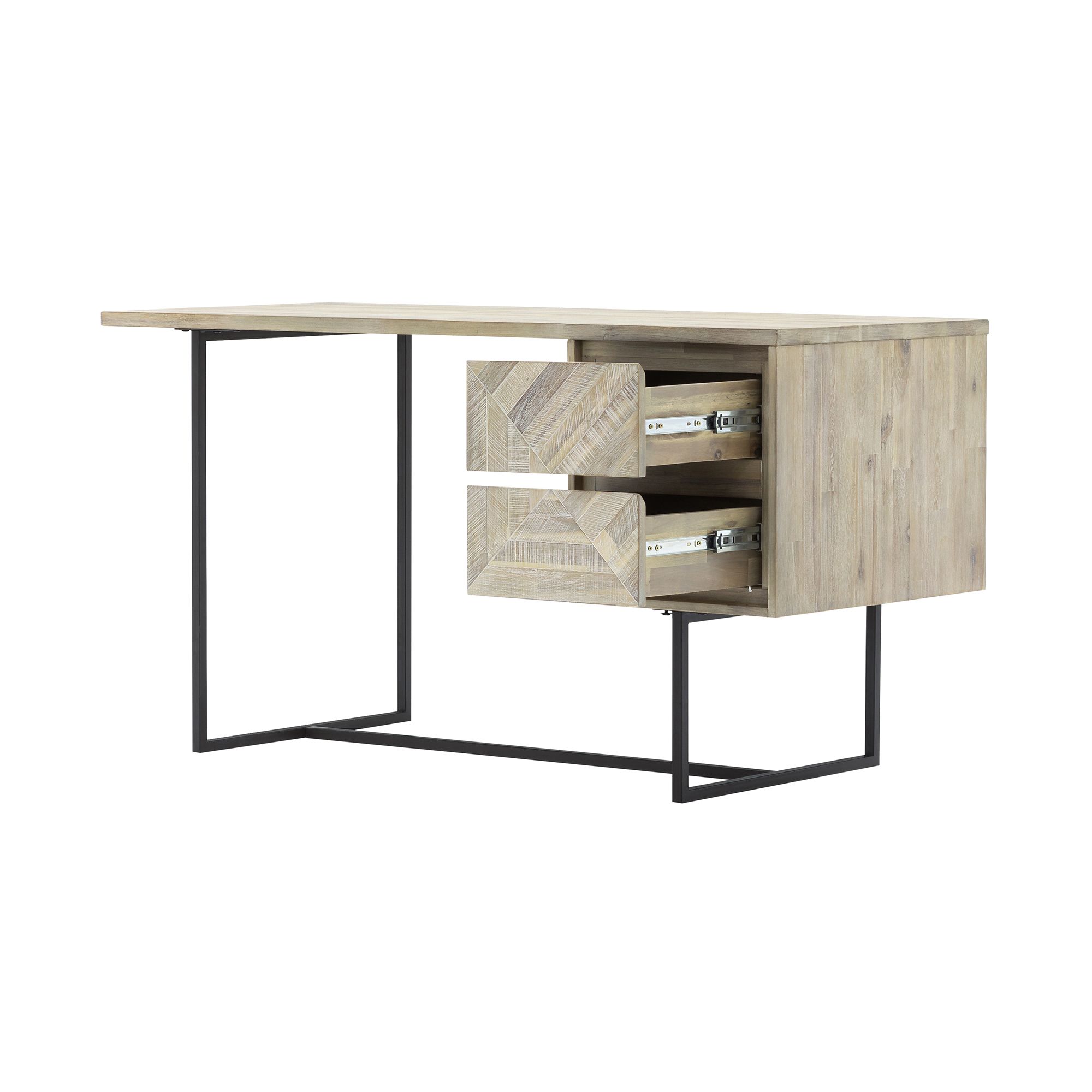 Image 3 Peridot 2 Drawer Desk in Acacia Wood and Steel more views