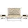 Peridot 3 Piece King Bedroom Set in Natural Acacia Wood and Steel