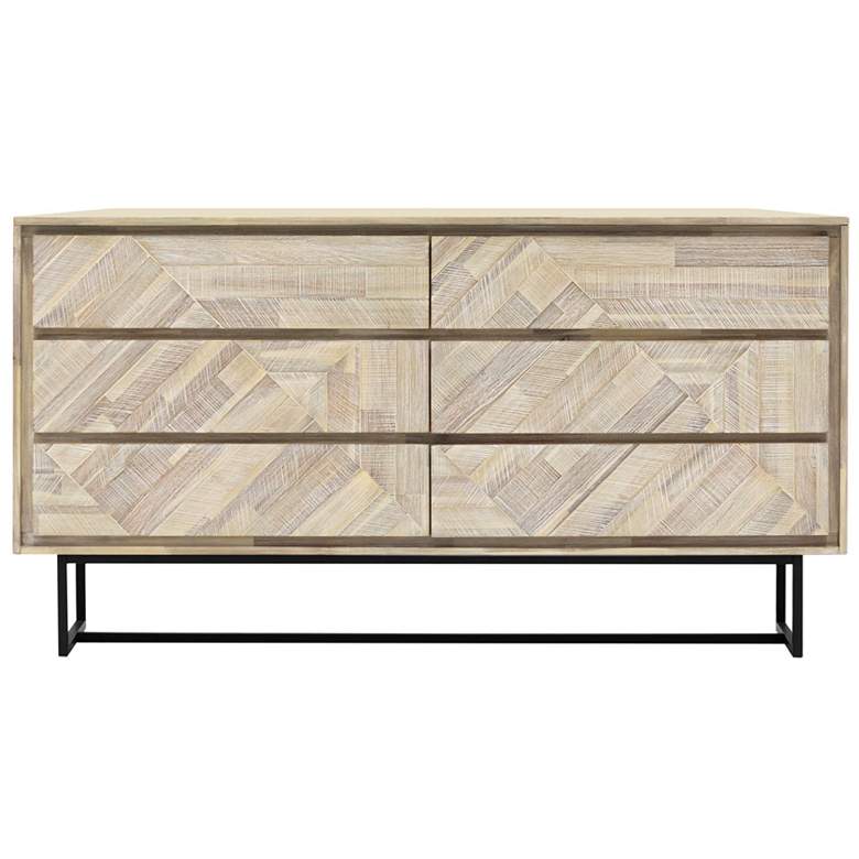 Image 1 Peridot 61" Wide Natural Acacia Wood 6-Drawer Dresser