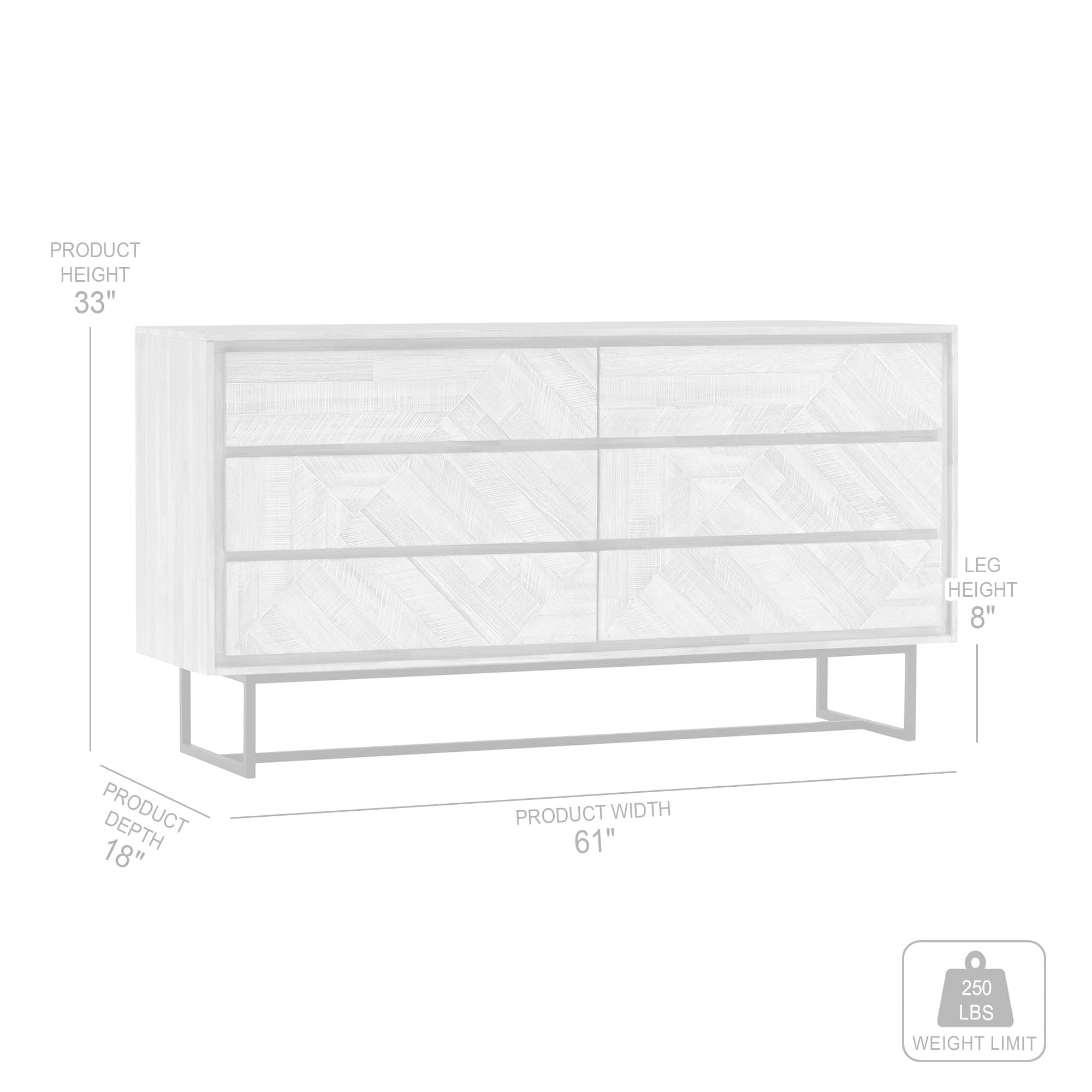 Image 7 Peridot 61" Wide Natural Acacia Wood 6-Drawer Dresser more views
