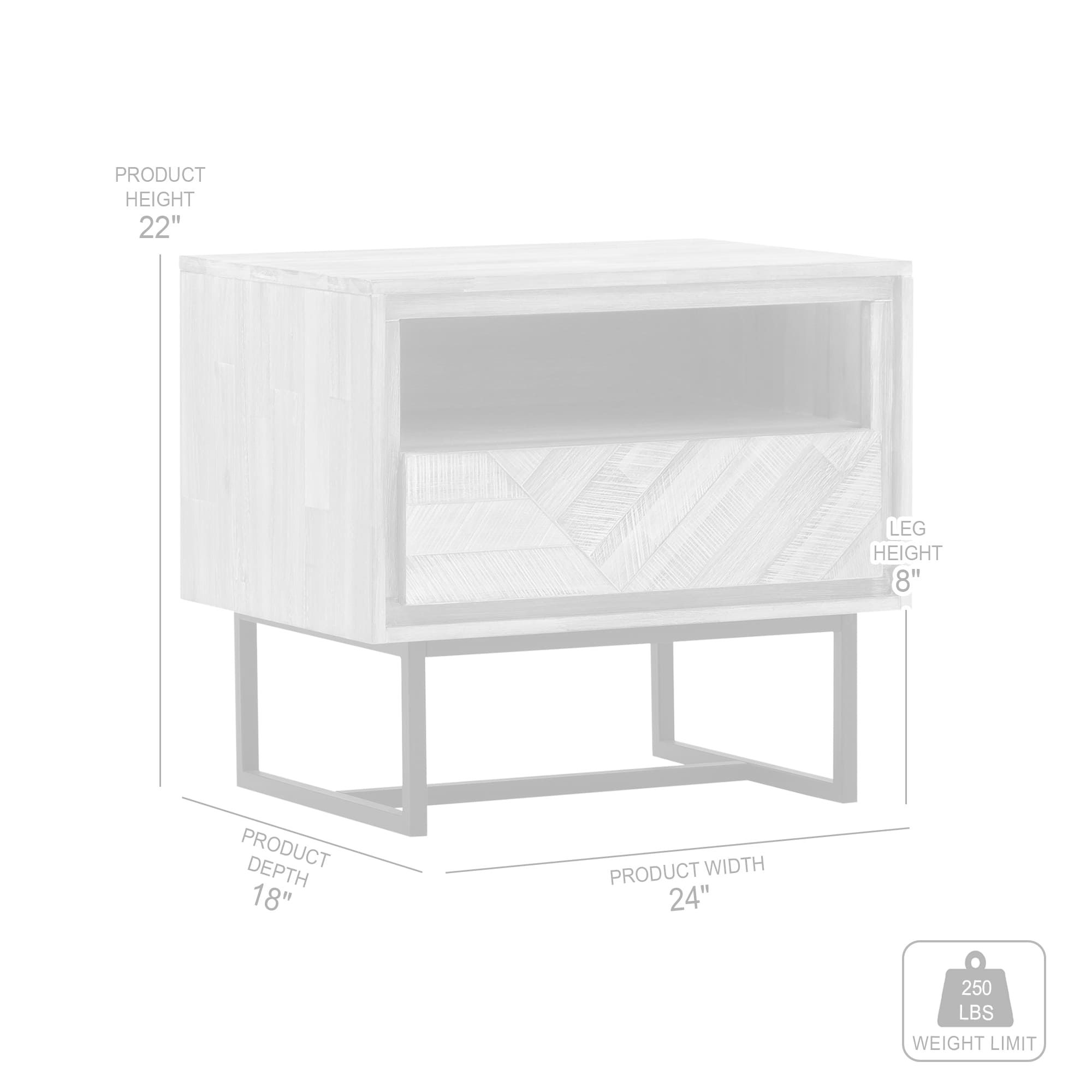 Image 7 Peridot Nightstand with 1 Drawer in Natural Acacia Wood more views