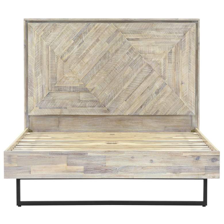 Image 1 Peridot Queen Platform Bed in Natural Acacia Wood and Steel