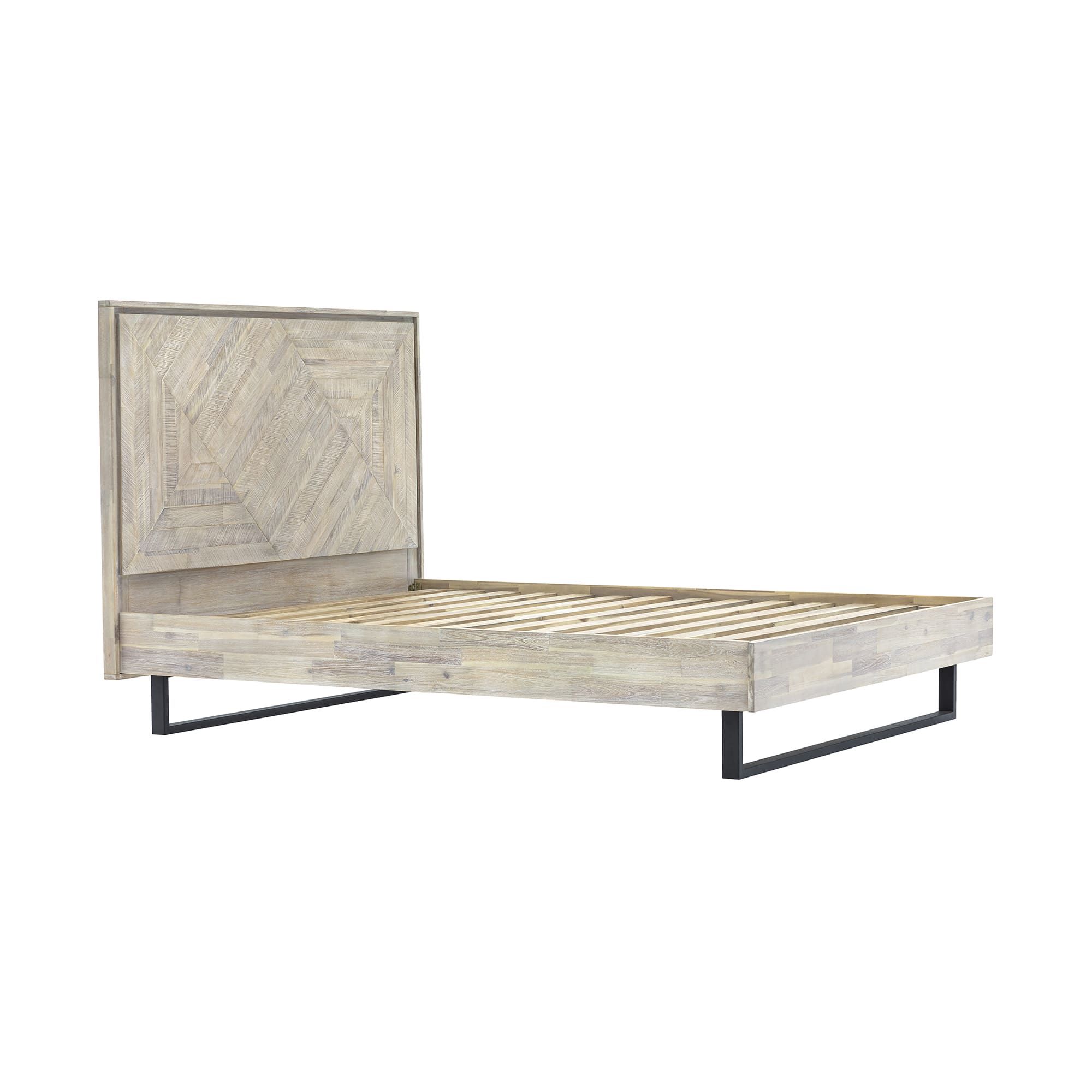 Image 3 Peridot Queen Platform Bed in Natural Acacia Wood and Steel more views
