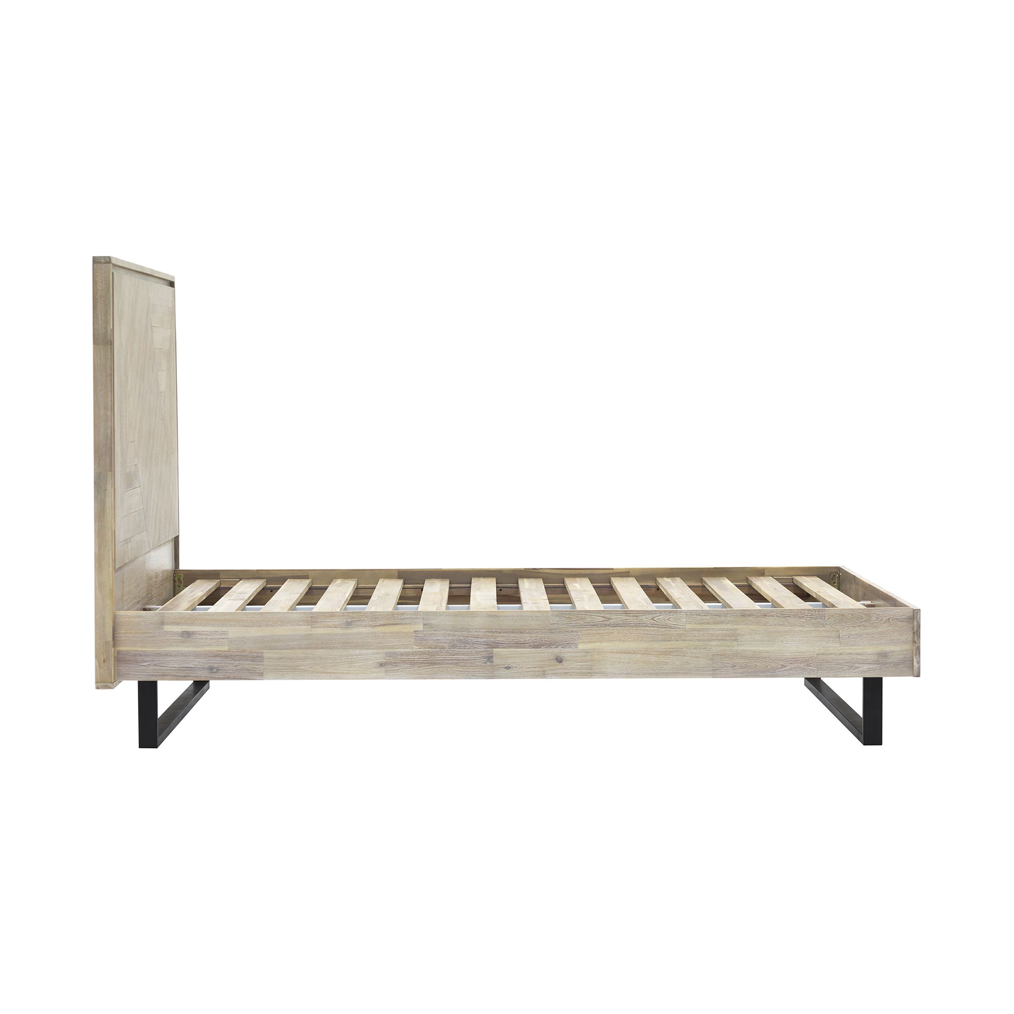 Image 4 Peridot Queen Platform Bed in Natural Acacia Wood and Steel more views