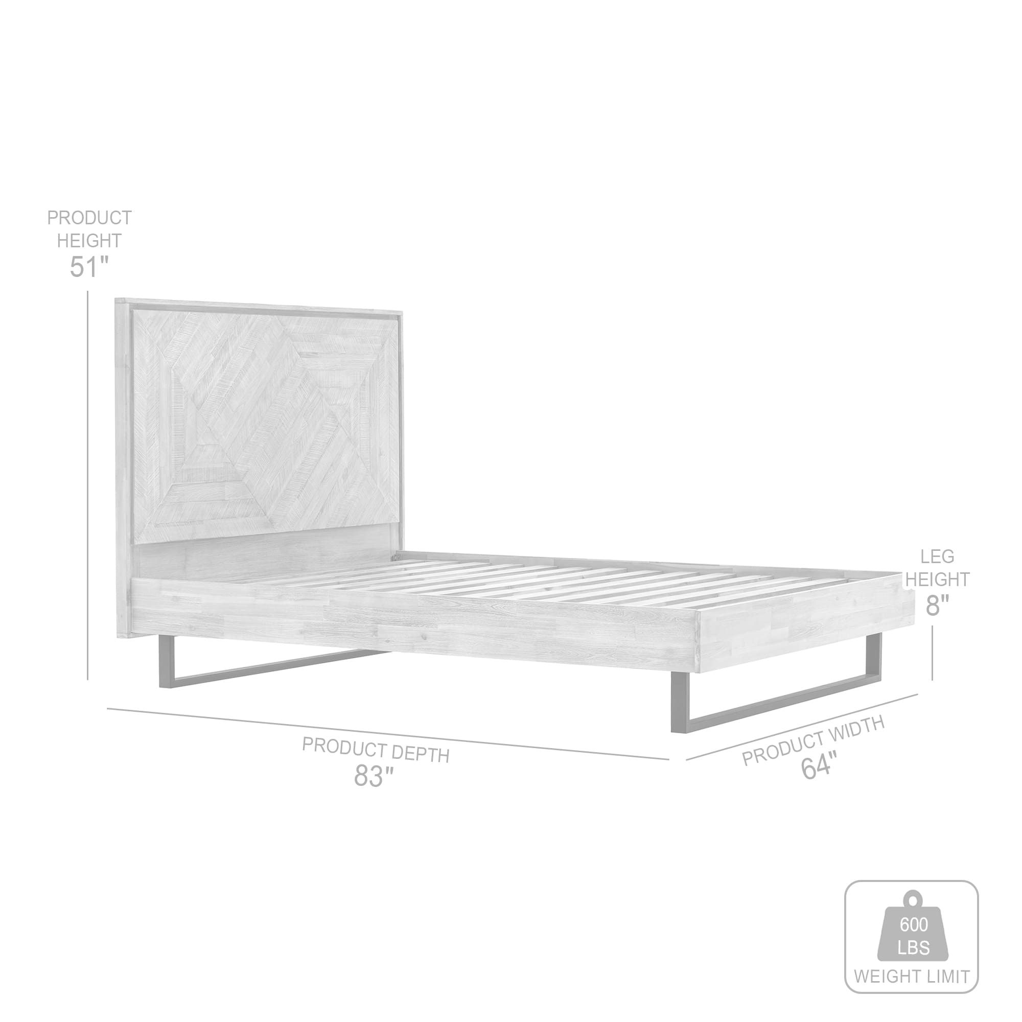 Image 7 Peridot Queen Platform Bed in Natural Acacia Wood and Steel more views
