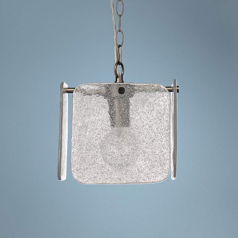 Image 1 Perignon 10 inchW Textured Melted Ice Glass 4-Panel Mini Pendant