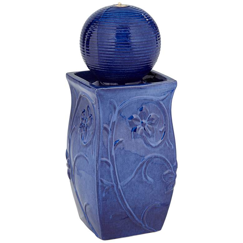 Image 2 Periwinkle 29 1/4" High Blue Ceramic LED Outdoor Floor Fountain