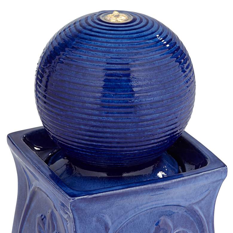 Image 3 Periwinkle 29 1/4" High Blue Ceramic LED Outdoor Floor Fountain more views