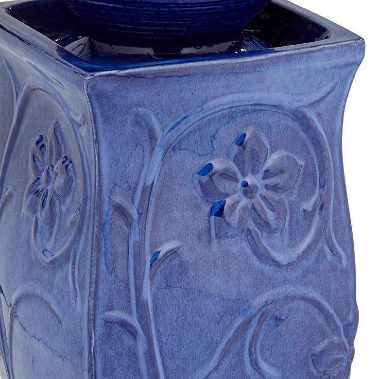 Image 5 Periwinkle 29 1/4" High Blue Ceramic LED Outdoor Floor Fountain more views